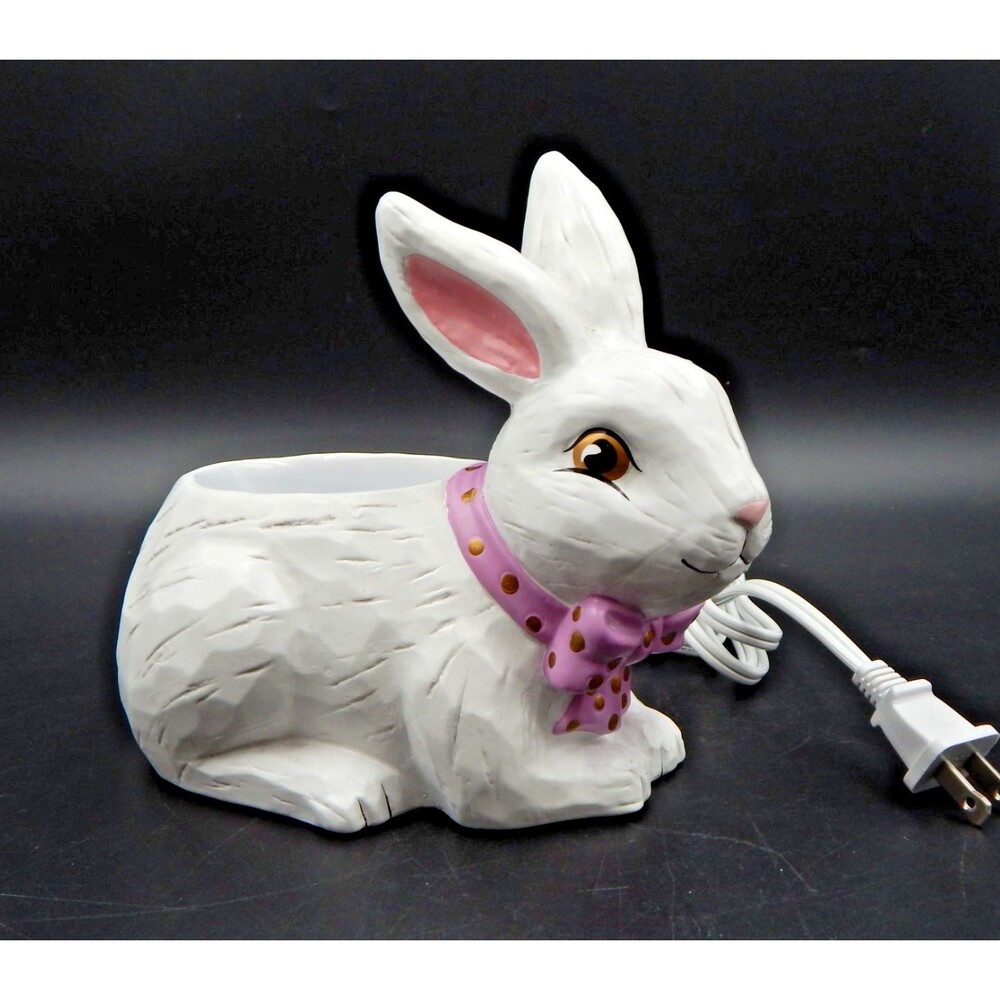 Scentsy Hoppy Happy Easter White Bunny Rabbit Wax Warmer 7 Inch Tall Element